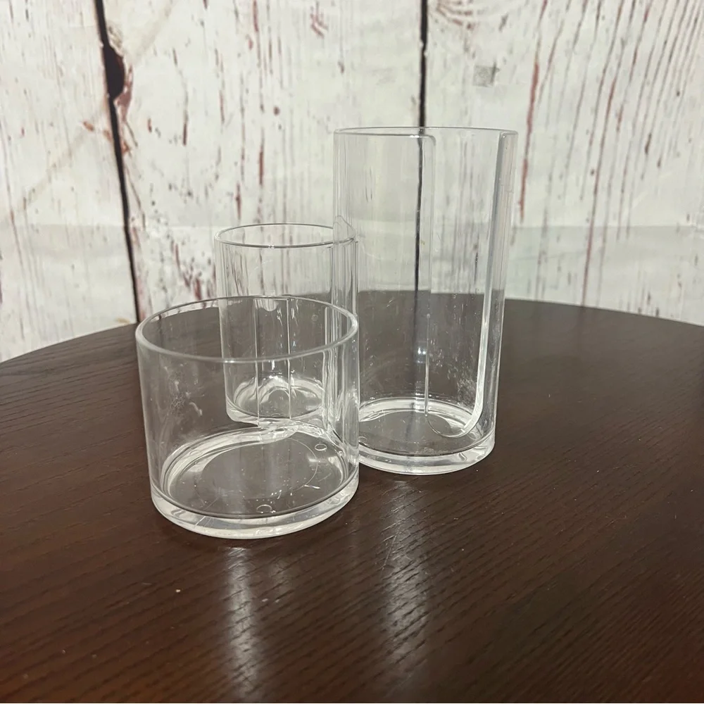 Clear Thick Acrylic Makeup Organizer lot of 5 - Multi-Compartment